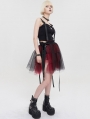 Black and Red Gothic Short Tiered Puffy Tulle Skirt