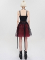 Black and Red Gothic Short Tiered Puffy Tulle Skirt