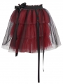 Black and Red Gothic Short Tiered Puffy Tulle Skirt