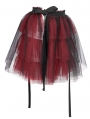 Black and Red Gothic Short Tiered Puffy Tulle Skirt