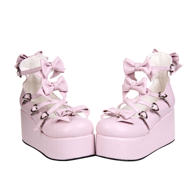 Pink/White/Black/Red Sweet Bow Lolita Platform Shoes