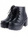 Black Gothic Lolita High Heel Ankle Boots