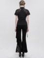 Black Gothic Vintage Lace Flower Long Flared Trousers for Women