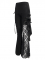 Black Gothic Vintage Lace Flower Long Flared Trousers for Women