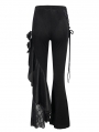 Black Gothic Vintage Lace Flower Long Flared Trousers for Women