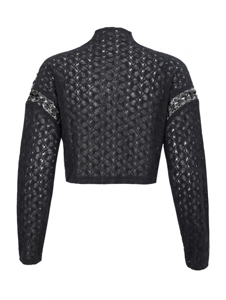 Black Gothic Daily Wear Long Sleeve Loose Top for Women - Devilnight.co.uk